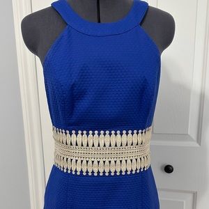 Lilly Pulitzer royal blue dress with gold waist